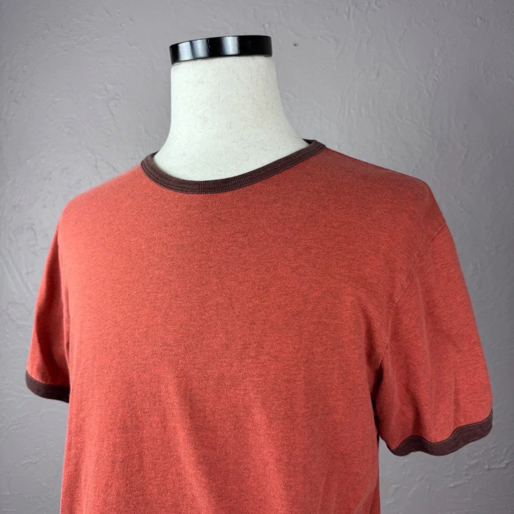 Vintage y2k Banana Republic Men's Large Orange Ringer Tee Cotton Skater casual